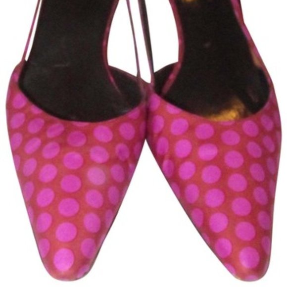 Kate Spade Fuchsia Polka Dots Over Brown Silk - Picture 3 of 8